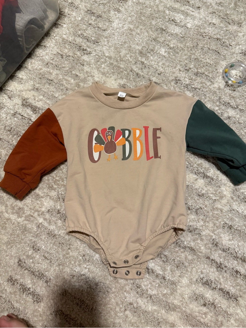 Kids Beige 'Gobble' Turkey One-Piece Bodysuit